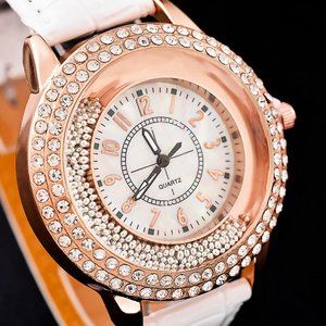 PU Leather Rhinestone Quicksand Watch NWT